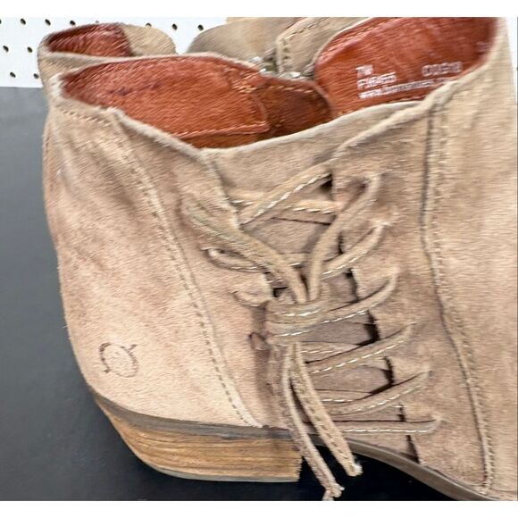 Born Bessie Brown Suede Leather Side Zip Ankle Boot US Women Size 7 - Picture 3 of 10